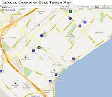 Cell Tower map of Burlington, ON