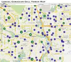 Cell Tower map of Calgary, AB