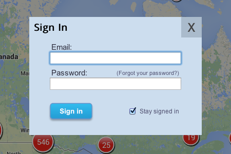 Password Reset option on signin dialog