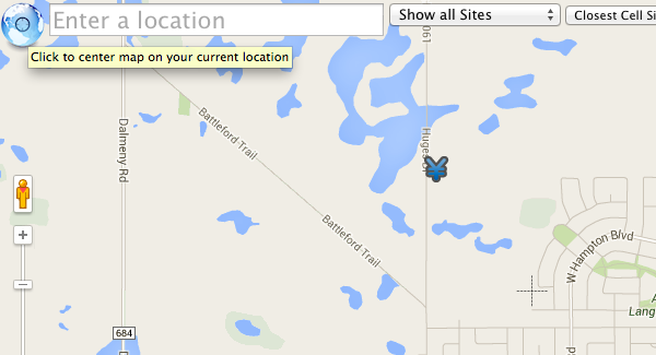 Canada Cellular Services showing geolocation icon