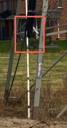 Close up of where cables were cut on Telus site ON0458 on Transmission Tower